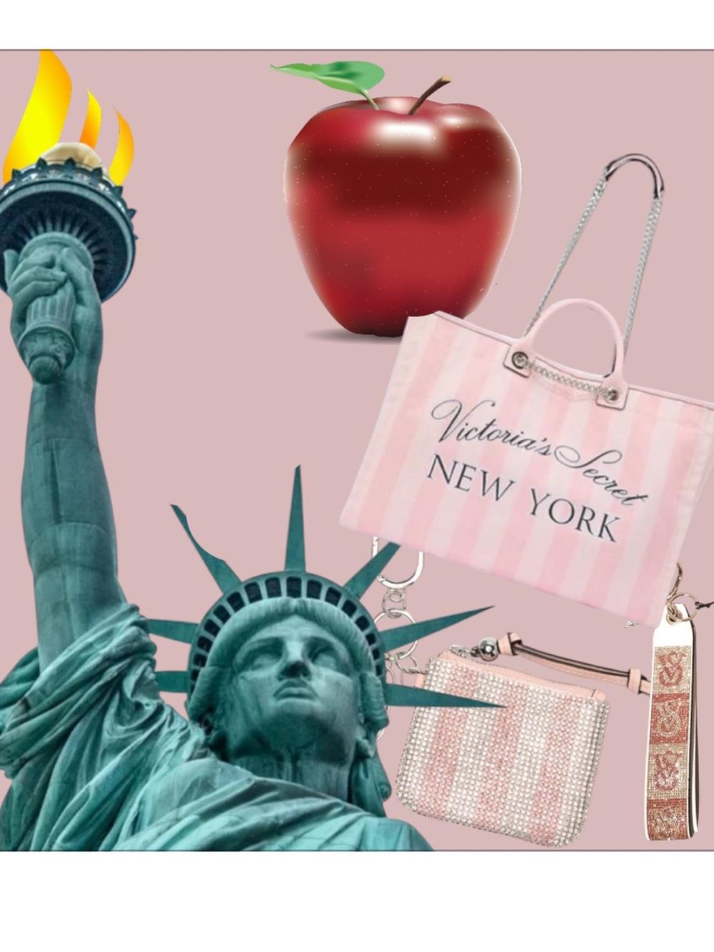 Victoria’s Secret HERITAGE STRIPE NEW YORK Tote Bag & RHINESTONE ACCESSORIES